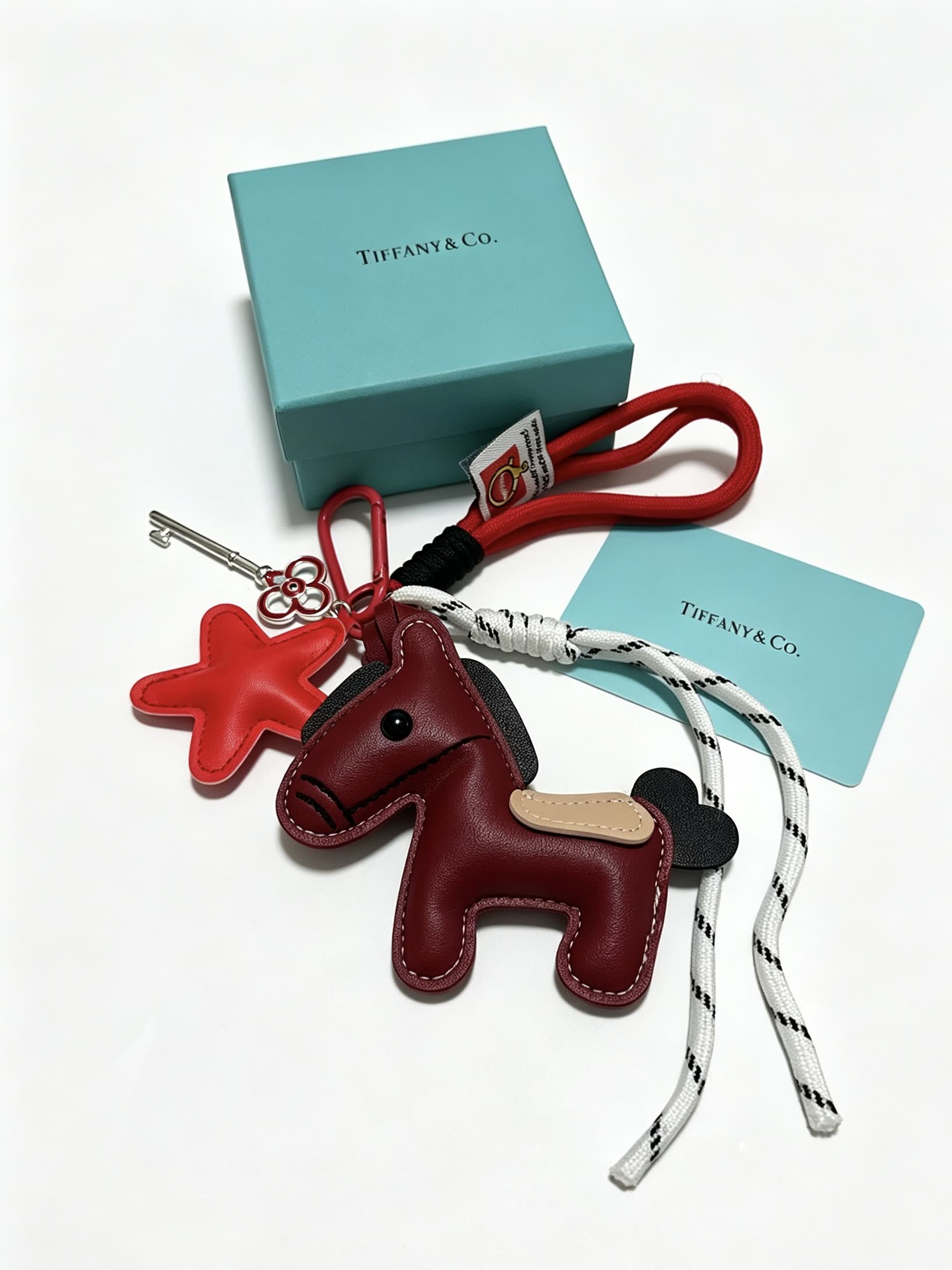 Tiffany & Co. Red Leather Horse Keychain